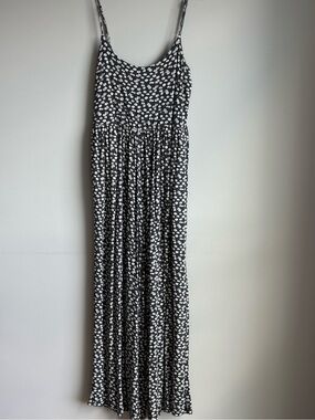 Black Floral Spaghetti-Strap Maxi Jumpsuit